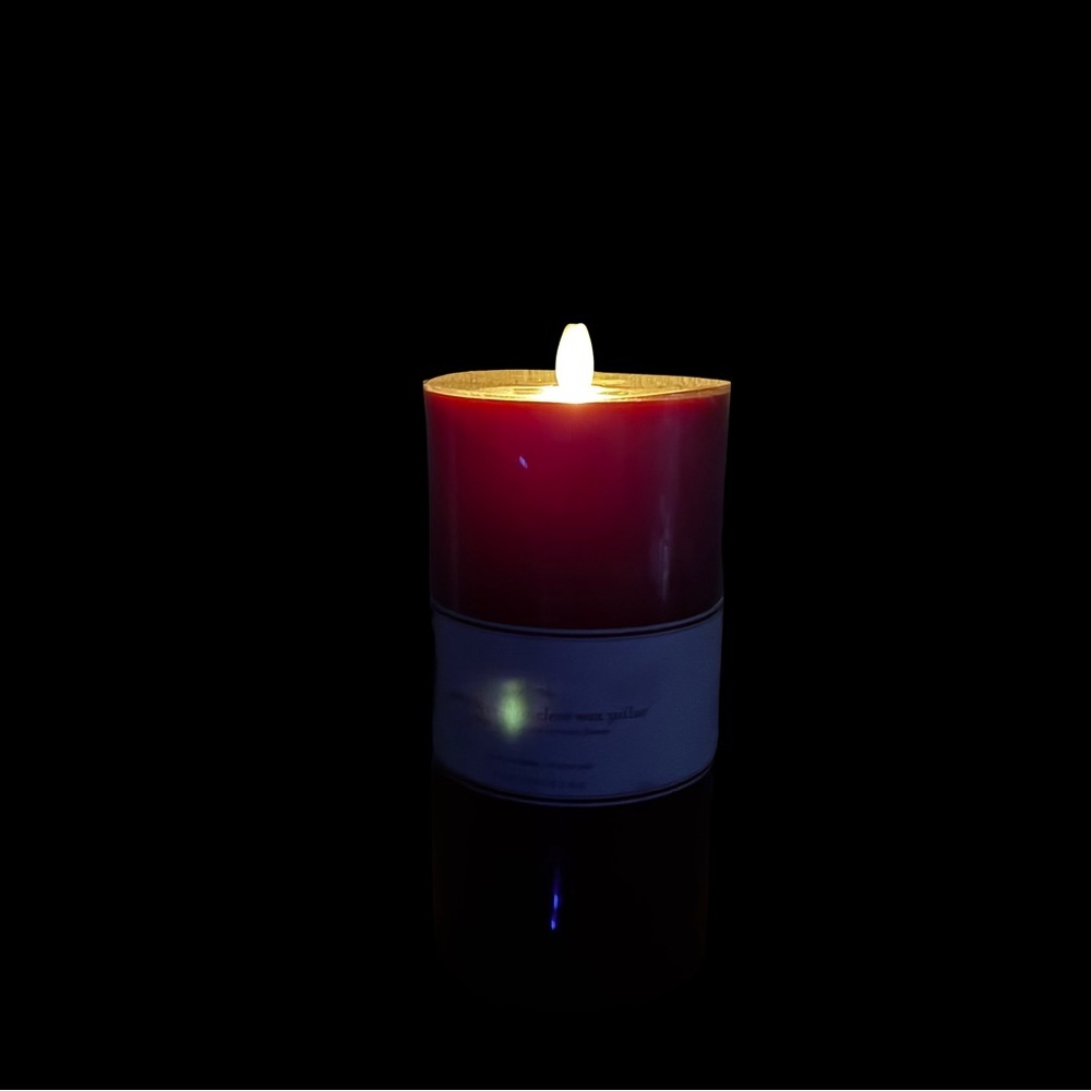 Pottery Barn Red 4x8 Flameless Wax Pillar Candle LED Holiday